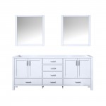 Jacques 80" White Double Vanity, no Top and 30" Mirrors