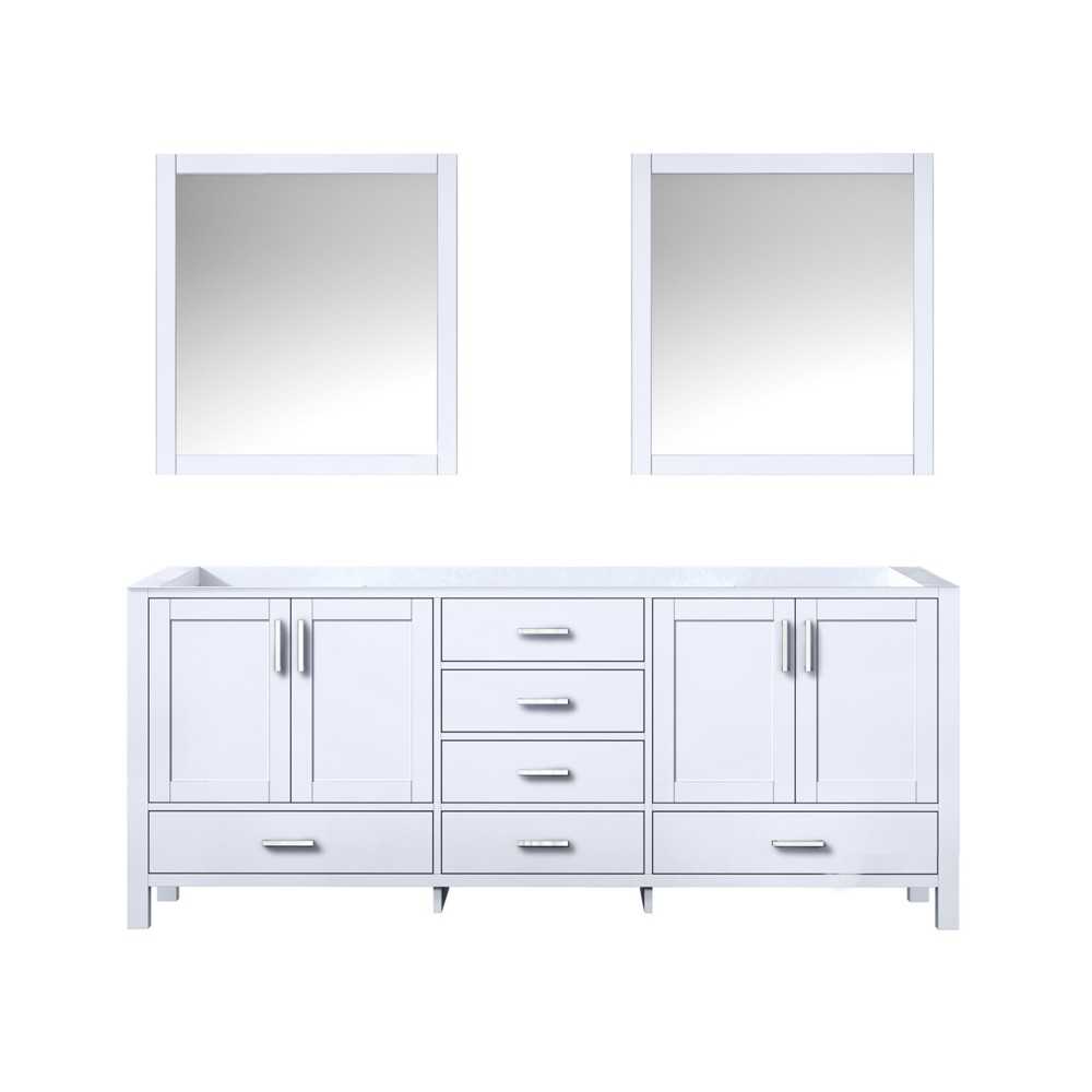 Jacques 80" White Double Vanity, no Top and 30" Mirrors