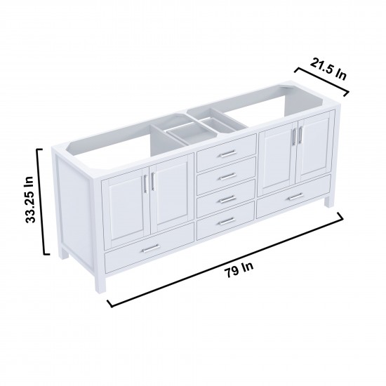 Jacques 80" White Double Vanity, no Top and 30" Mirrors