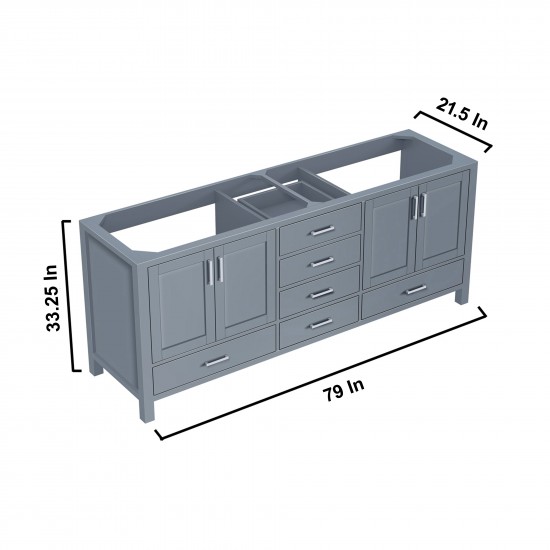 Jacques 80" Dark Grey Double Vanity, no Top and 30" Mirrors