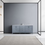 Jacques 80" Dark Grey Double Vanity, White Carrara Marble Top, White Square Sinks and no Mirror