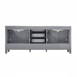 Jacques 80" Distressed Grey Double Vanity, White Carrara Marble Top, White Square Sinks and 30" Mirrors w/ Faucets
