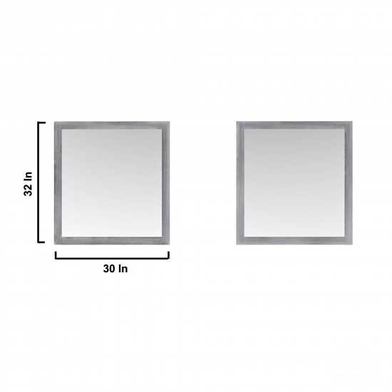 Jacques 80" Distressed Grey Double Vanity, White Carrara Marble Top, White Square Sinks and 30" Mirrors w/ Faucets