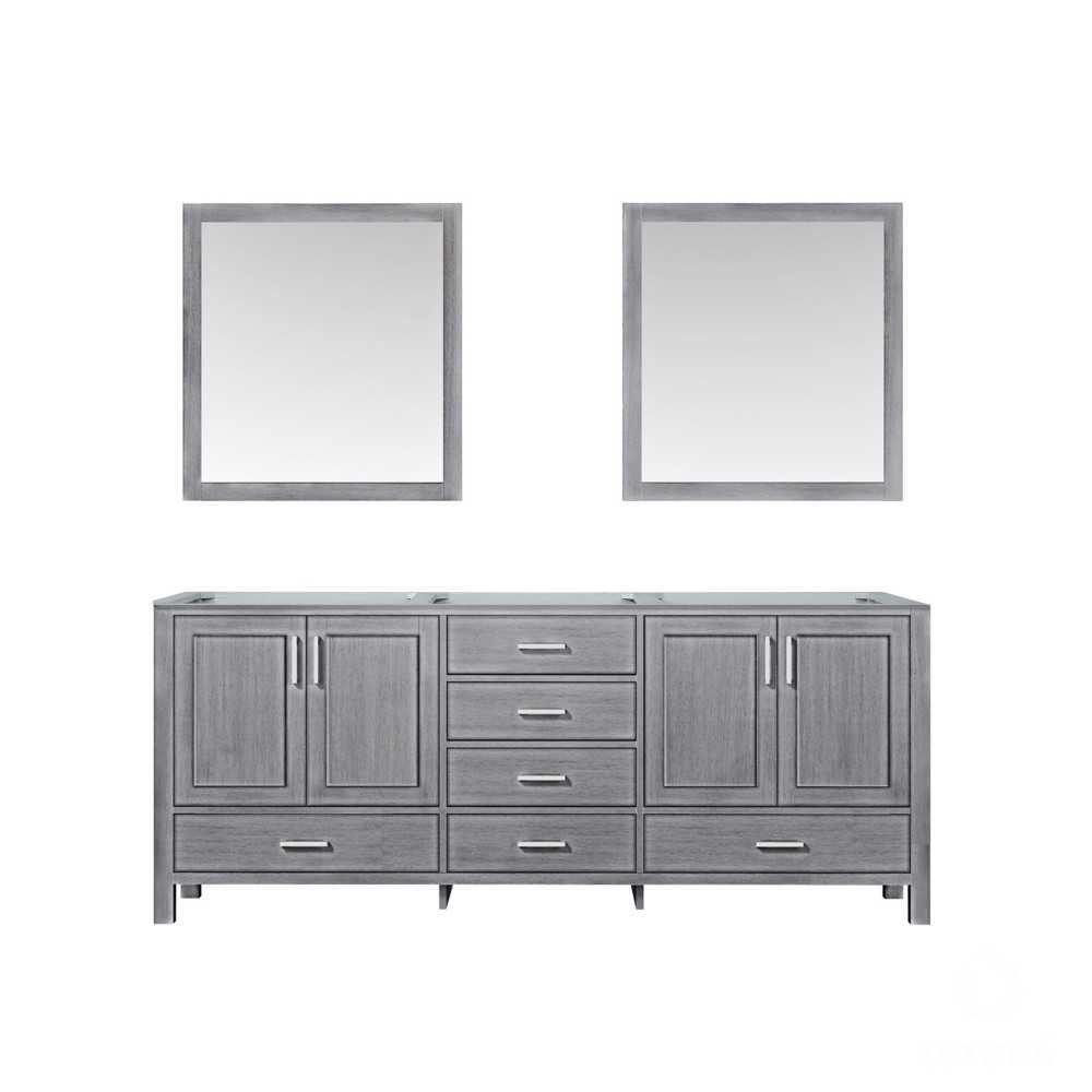 Jacques 80" Distressed Grey Double Vanity, no Top and 30" Mirrors