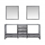 Jacques 80" Distressed Grey Double Vanity, no Top and 30" Mirrors