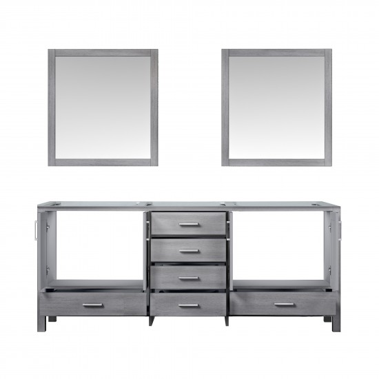 Jacques 80" Distressed Grey Double Vanity, no Top and 30" Mirrors