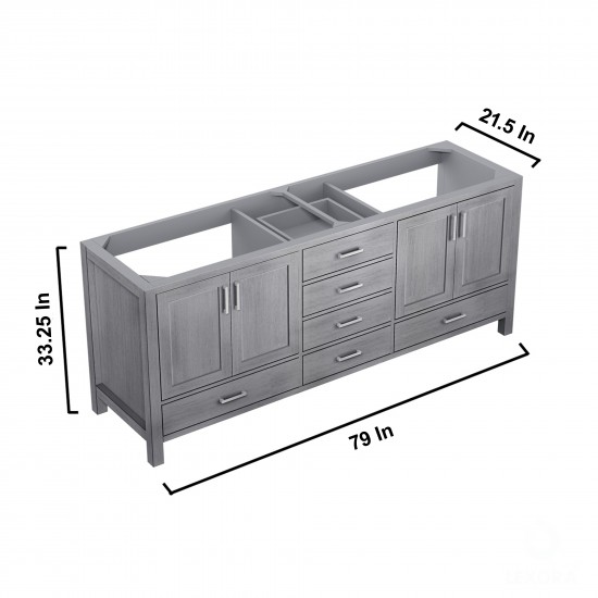 Jacques 80" Distressed Grey Double Vanity, no Top and 30" Mirrors