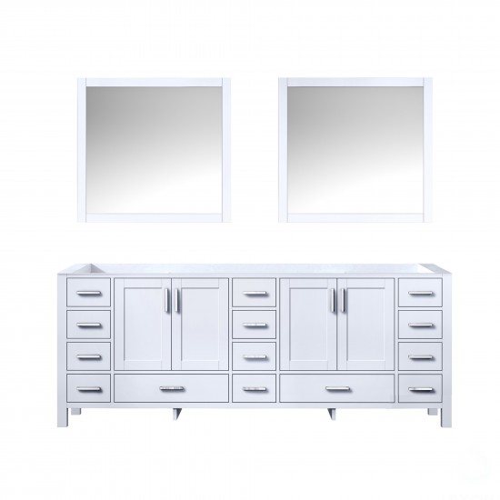 Jacques 84" White Double Vanity, no Top and 34" Mirrors