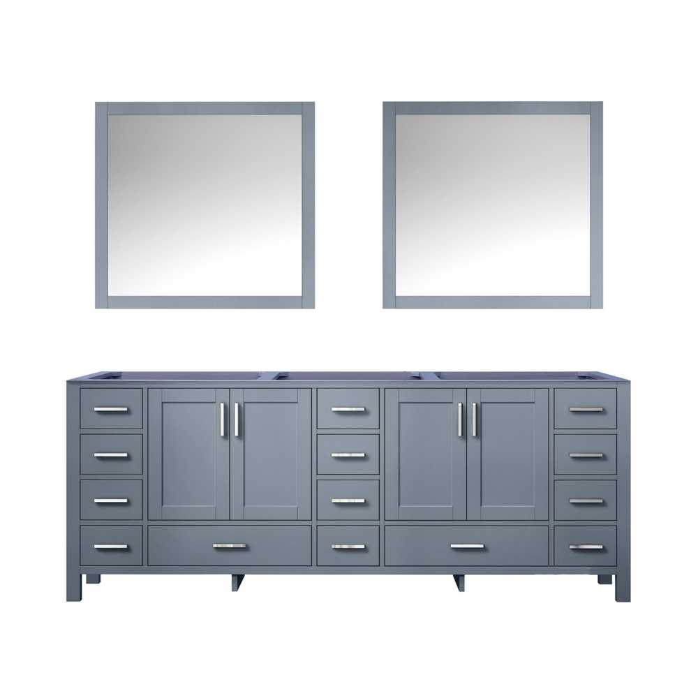 Jacques 84" Dark Grey Double Vanity, no Top and 34" Mirrors