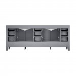 Jacques 84" Distressed Grey Double Vanity, White Carrara Marble Top, White Square Sinks and 34" Mirrors w/ Faucets