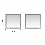 Jacques 84" Distressed Grey Double Vanity, White Carrara Marble Top, White Square Sinks and 34" Mirrors w/ Faucets