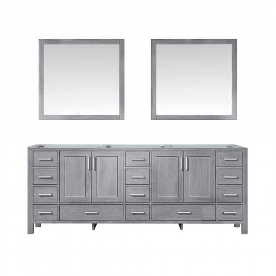 Jacques 84" Distressed Grey Double Vanity, no Top and 34" Mirrors