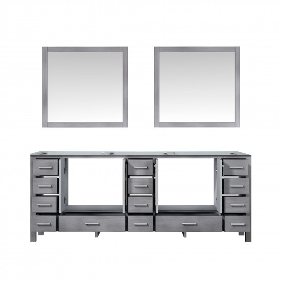 Jacques 84" Distressed Grey Double Vanity, no Top and 34" Mirrors