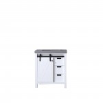 Marsyas 30" White Single Vanity, Grey Quartz Top, White Square Sink and no Mirror