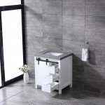 Marsyas 30" White Single Vanity, Grey Quartz Top, White Square Sink and no Mirror