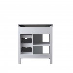 Marsyas 30" White Single Vanity, Grey Quartz Top, White Square Sink and no Mirror