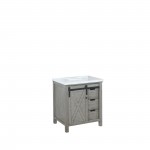 Marsyas 30" Ash Grey Single Vanity, White Quartz Top, White Square Sink and no Mirror