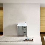 Marsyas 30" Ash Grey Single Vanity, White Quartz Top, White Square Sink and no Mirror