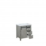 Marsyas 30" Ash Grey Single Vanity, White Quartz Top, White Square Sink and no Mirror