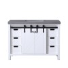 Marsyas 48" White Single Vanity, Grey Quartz Top, White Square Sink and no Mirror