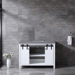 Marsyas 48" White Single Vanity, Grey Quartz Top, White Square Sink and no Mirror