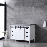 Marsyas 48" White Single Vanity, Grey Quartz Top, White Square Sink and no Mirror