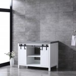 Marsyas 48" White Single Vanity, Grey Quartz Top, White Square Sink and no Mirror