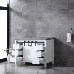 Marsyas 48" White Single Vanity, Grey Quartz Top, White Square Sink and no Mirror