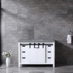 Marsyas 48" White Single Vanity, Grey Quartz Top, White Square Sink and no Mirror