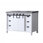 Marsyas 48" White Single Vanity, Grey Quartz Top, White Square Sink and no Mirror