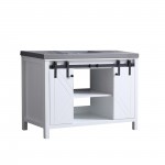 Marsyas 48" White Single Vanity, Grey Quartz Top, White Square Sink and no Mirror