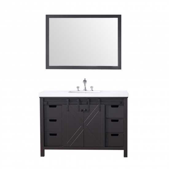 Marsyas 48" Brown Single Vanity, White Quartz Top, White Square Sink and 44" Mirror w/ Faucet