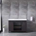 Marsyas 48" Brown Single Vanity, White Quartz Top, White Square Sink and no Mirror