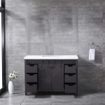 Marsyas 48" Brown Single Vanity, White Quartz Top, White Square Sink and no Mirror