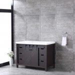 Marsyas 48" Brown Single Vanity, White Quartz Top, White Square Sink and no Mirror