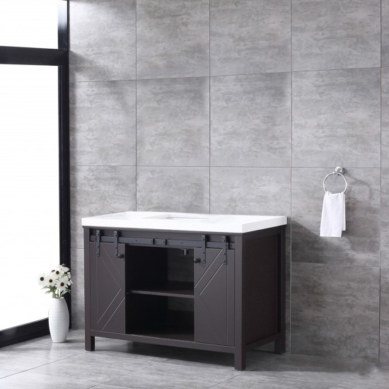 Marsyas 48" Brown Single Vanity, White Quartz Top, White Square Sink and no Mirror