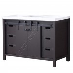 Marsyas 48" Brown Single Vanity, White Quartz Top, White Square Sink and no Mirror