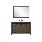 Marsyas 48" Rustic Brown Single Vanity, White Quartz Top, White Square Sink and 44" Mirror w/ Faucet