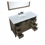 Marsyas 48" Rustic Brown Single Vanity, White Quartz Top, White Square Sink and 44" Mirror w/ Faucet