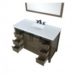 Marsyas 48" Rustic Brown Single Vanity, White Quartz Top, White Square Sink and 44" Mirror w/ Faucet