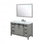 Marsyas 48" Ash Grey Single Vanity, White Quartz Top, White Square Sink and 44" Mirror w/ Faucet