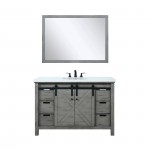 Marsyas 48" Ash Grey Single Vanity, White Quartz Top, White Square Sink and 44" Mirror w/ Faucet