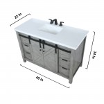 Marsyas 48" Ash Grey Single Vanity, White Quartz Top, White Square Sink and 44" Mirror w/ Faucet