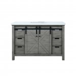 Marsyas 48" Ash Grey Single Vanity, White Quartz Top, White Square Sink and no Mirror