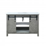 Marsyas 48" Ash Grey Single Vanity, White Quartz Top, White Square Sink and no Mirror