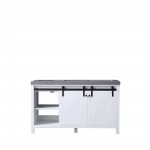 Marsyas 60" White Double Vanity, Grey Quartz Top, White Square Sinks and no Mirror