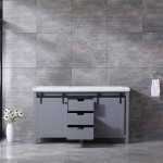 Marsyas 60" Dark Grey Double Vanity, White Carrara Marble Top, White Square Sinks and no Mirror