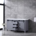 Marsyas 60" Dark Grey Double Vanity, White Carrara Marble Top, White Square Sinks and no Mirror