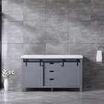 Marsyas 60" Dark Grey Double Vanity, White Carrara Marble Top, White Square Sinks and no Mirror
