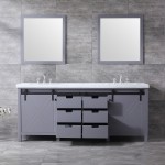 Marsyas 80" Dark Grey Double Vanity, White Carrara Marble Top, White Square Sinks and 30" Mirrors w/ Faucets